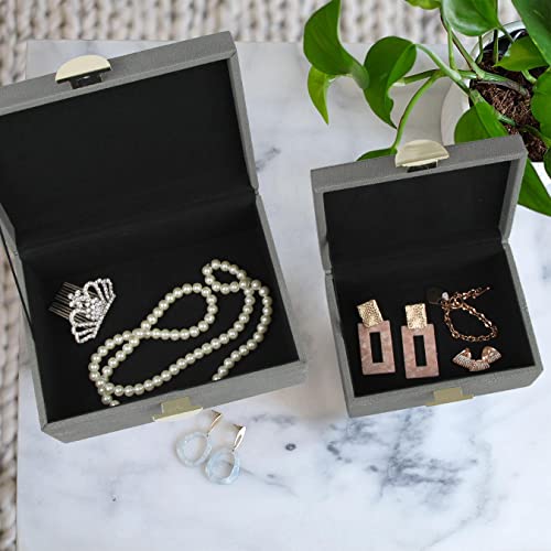 HofferRuffer Faux Leather Jewelry Boxes, Decorative Boxes Storage Accessory Organizer with Gold Hardware Decor, Classic Vegan Leather Set of 2 Pieces (Dark Grey) - color: Dark Grey