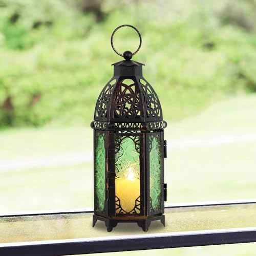 DECORKEY Christmas Decorations for Home, 11’’ Medium Size Vintage Metal Hanging&Tabletop Candle Holder Decor, Halloween Ramadan Decorations for Indoor Outdoor Porch Patio (Green) - color: Green - 11''h, size: Medium
