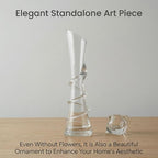 9.7 Inch Spiral Glass Vase with Angled Neck Handblown Minimalist Bud Vase for Modern Home Table Decor
