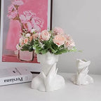 Face Vase Unique Ceramic Vase for Room,Office,Home Decor,White,B - style: White-B