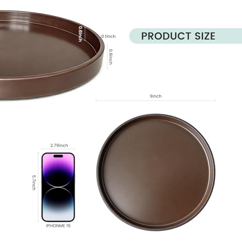 1 Pack 9" Bathroom and Vanity Tray, ABS Bathroom Counter Organizer, Coffee Table Decor for Perfume, Candles, Keys &More. Kitchen Countertop Organizer, Decorative Tray Soap Holder, Brown - color: Brown, size: 9"