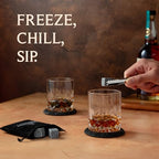 Mixology & Craft Whiskey Stones Gift Set: with Two 10oz Lead-Free Crystal Whiskey Glasses, 8 Whiskey Stones with Velvet Bag, 2 Slate Coasters & Recipe Cards in Wooden Crate | Great - size: Dark Latch Crate