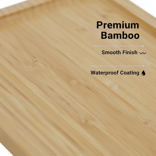 Bamboo Vanity Tray, Bathroom Counter Tray Natural Wooden Decorative Tray Kitchen, Shower, Dining Table Vanity,10×6.9 Inch - size: 10" x 6.9" x 0.6"