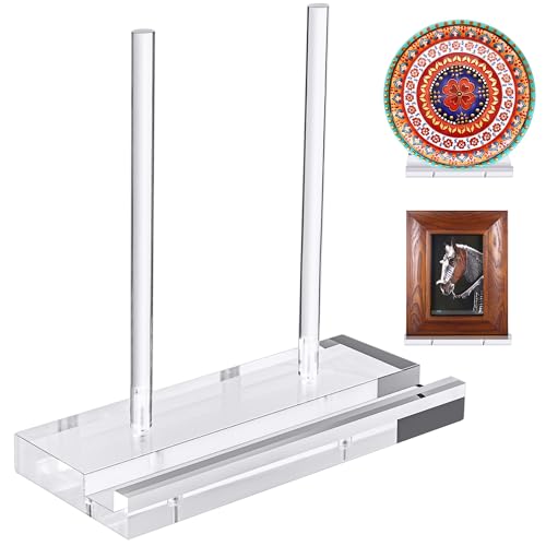 CHEPULA Heavy Acrylic Display Stand, Tabletop Art Display Clear Easel Stand for Books, Plates, Pictures, Frames