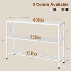 Hoctieon White Industrial Console Table, 3 Tier Entryway Tables, Hallway Desk, Narrow Sofa Tables with Shelves, Entrance Table for Entryway, Living Room, Foyer, Hallway, Office, White - color: White