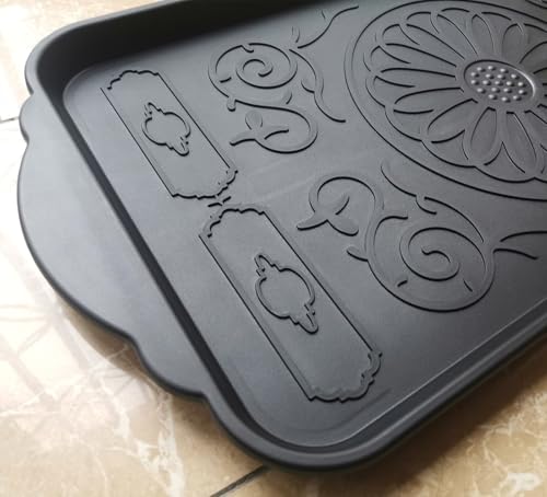 Hard Plastic Boot Tray for Entryway,Boot Mat,Shoe Tray,Shoe Mat for Indoor and Outdoor Use (Black Flower (Hard Plastic) 2Pcs, 29.5X14.9 inch) - color: Black Flower (Hard Plastic) 2pcs, size: 29" x 14" x 1.2"