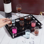 NBEADS 24 Shot Glass Tray Holder, Black Bar Acrylic Shot Glasses Holders Wine Glass Cup Serving Tray Cups Organizer Shot Glass Display for Party Bar Club, Hole: 1.5 Inch - color: Black