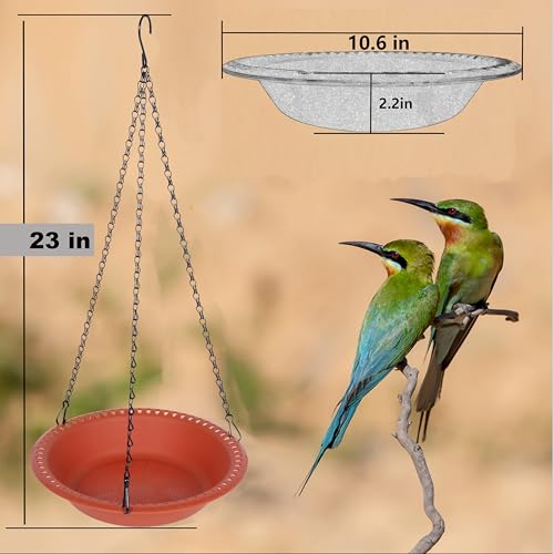 Hanging Bird Feeder Tray 10inch with Drainage Holes Fit Most Seed, Bird-Feeder Hanging for Garden Yard Outside, Terracotta - color: Terracotta, size: 10 inch