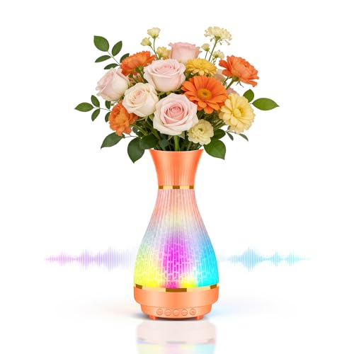 3-in-1 Vase Bluetooth Speaker With Ambient Light & White Noise, 8H Playtime, Water-Safe Flower Vase for Bedroom, Living Room Decor, Mother's Day,Birthday Gift for Women, Mom, Wife or Girlfriend - color: Orange