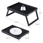 Bamboo Bed Tray Table with Folding Leg, Breakfast in Bed Tray for Eating,Kitchen Serving,Food, Sofa, Snacking or Working, Laptop Desk Dinner(1, Black) - color: Black