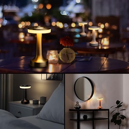 O’Bright Portable LED Table Lamp with Touch Sensor, 3-Levels Brightness, Rechargeable Battery Up to 48 Hours Usage, Night Light for Kids Nursery, Nightstand Lamp, Bedside Lamp (Gold) - color: Gold