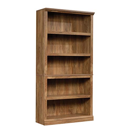 Sauder 5 Tier Book Shelf Wooden Bookcase Multipurpose Bookshelf for Home Office, Living Room, in Sindoori Mango - color: Sindoori Mango