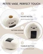 6 PCS Cute Handmade Ceramic Mini Vases - Japanese Onigiri Rice Ball Design for Dried Flowers and Small Stems, Adorable Mini Table Decor, Unique Japanese Craft Gift