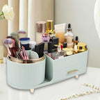 Makeup Organizer Countertop with Drawer 360 Rotating Brush Holder Storage Large Capacity Skincare Cosmetic Display Cases for Vanity Bathroom Desktop, Model 3016 Green - color: Green