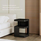 Modern Side Table,Small end Tables for Small Spaces,Black Metal nightstand,Bedside Tables,Accent Table with Storage for Couch, Bedroom,Living Room.No Assembly Required - color: Black-mo