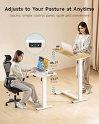 BIZUM Small Electric Standing Desk Bedside Table with Hidden Wheels 31.5 x 15.8 Inch Adjustable Computer Laptop Office Desk, Maple - color: Maple