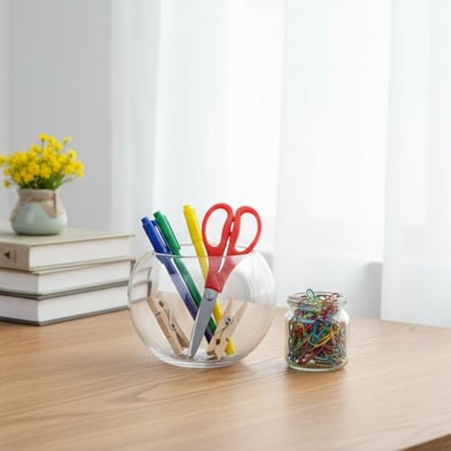 YOUEON 4 Pcs Small Glass Bubble Bowl Vases 6" W x 4.5" H, Round Floating Candle Holders, Glass Terrarium Bowls, Globe Flower Vase Centerpiece for Wedding Event Home Decor