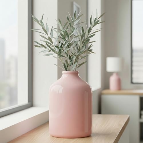 Sunddo Ceramic Vase for Home Decor Shelf Bedroom Living Room Bathroom Windowsill Desk Decor Holiday & Event Table Decor Modern Gift Home Decor Decorative Vase Centerpiece for Flowers - Pink 7 Inch - color: Pink, size: 7 inch