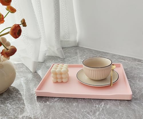 Pink Serving Tray (11.8 x 8.7 inch) for Serving Accessory, Spa, Coffee, Drinks, Wine, Tea, Bar, Party, Seasoning, Perfume and Display Use. - color: Pink-1 Tray, size: 11.8" x 8.7" x 0.8"