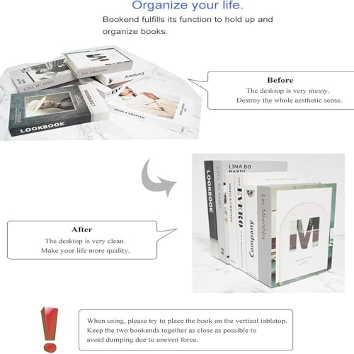 1PC Transparent Acrylic Bookends Stand Bookshelf Desktop Decorative Storage Rack Bookend Book Holder Organizer School Stationery