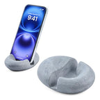 Artificial Stone Cell Phone Stand for Desk Handcraft Pebble Shape Minimalist Decor for Desk Kitchen Counter Office Easy of Use Sturdy and Stable(Silver Grey) - style: silver grey pebble