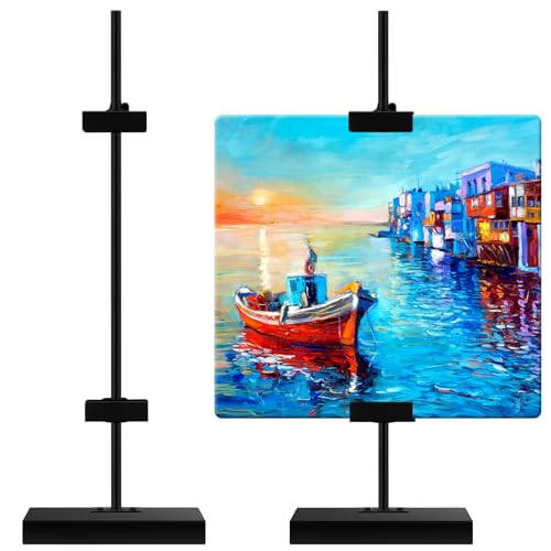 MorningRo 2 Pcs Adjustable Tabletop Easel Stand for Picture Frames up to 16.5" H, Black Picture Frame Stand for Display Photos Art Signs Artwork Display Easel Stands for Home or Events - size: 16.5 Inches
