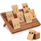 Blulu 31 Pack Wooden Earring Display Stand 7 Slots jewelry Display Holder with Earring Card for Selling Vendors Retail Show - color: Light Brown