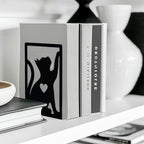 Peacoblue Metal Bookends for Shelves, Study Cast Iron Cute Cats Rustic Book Stoppers Support Holder Bookends Used on Desk, Shelf, Farmhouse Room for Small Heavy Duty Books 4.7"x3.5"x7", 1 Pair(Cats) - color: Cat