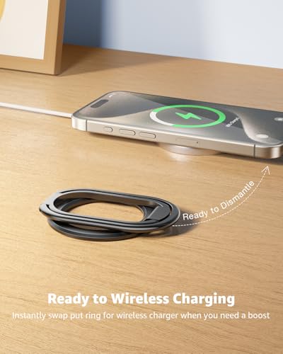[2025 Upgraded] Mag Safe Phone Ring Holder, SUPERONE Adjustable Magnetic Kickstand & Removable Phone Grip Compatible with Wireless Charging Only for iPhone 17 &16 & 15 & 14 & 13 & 12 Series - Black - color: Black