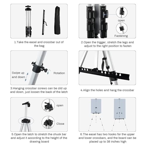 RRFTOK Art Painting Display Artist Easel Stand,Aluminum Metal Tripod Adjustable Easel for Painting Canvases Height from 17 to 66 Inch,Carry Bag for Table-Top/Floor Drawing and Displaying(3pack). - style: 66S 3-pack