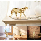 Luxury Resin Leopard Animal Figurine - Realistic Sculpture Home Decor for Living Room, TV Cabinet, Gold Accent Ornament (Leopard)