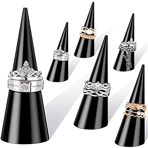 Jetec Clear Acrylic Crystal Ring Holder Acrylic Ring Display Jewelry Holder Wedding Display Cone Support Single Finger Rings Showcase Stand for Jewelry - color: Black