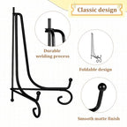 10 Packs Iron Display Stand, 10" Premium Black Iron Plate Stands Picture Stand Photo Stand for Display, Foldable Easel Stand Decorative Metal Plate Holders Display Stand for Frame Book Card Collection
