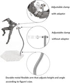 Action Figure Stand with Adjustable Metal Support Arm, Action Figure Display Holder Stand Base Compatible with HG RG SD SHF Gundam 1/144 Toy with Screwdriver (2Pcs Clear) - color: 2Pcs Clear