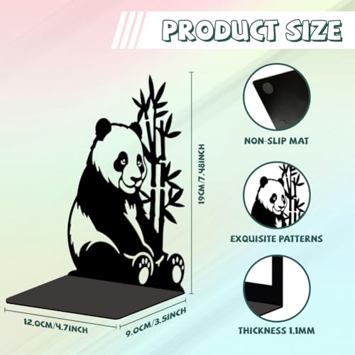 Peacoblue Metal Bookends for Shelves, Modern Decorative Heavy Duty Study Book Support Stoppers for Office, Desk, Shelf, Room 5.3"x4.3"x7.5" Cast Iron Simple Tall Bookends, 1 Pair (Panda and Bamboo) - style: Panda and Bamboo