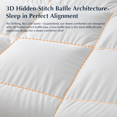Pacific Coast Goose Feather Down Fiber Comforters Twin Size, Extra Fluffy White Duvet Insert, Ultra-Soft, Breathable, All Season Hotel Luxury Bedding Comforters, 8 Corner & Center Loops (68"x90") - size: Twin