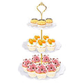 BACUTHY 3 Tier Cupcake Stand Holder, Plastic Cup Cake Stand Towel with Tiered Serving Tray for Cupcakes, Donuts, Fruits and More, White (White) - color: White