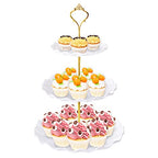 BACUTHY 3 Tier Cupcake Stand Holder, Plastic Cup Cake Stand Towel with Tiered Serving Tray for Cupcakes, Donuts, Fruits and More, White (White) - color: White