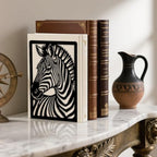 Peacoblue Metal Bookends for Shelves, Modern Decorative Heavy Duty Study Book Ends Stoppers for Office, Desk, Shelf, Room 5.3"x4.3"x7.9" Cast Iron Simple Tall Bookends 1 Pair (Zebra) - style: Zebra