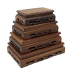 CVHOMEDECO. Primitives Rustic Rosewood Rectangle Display Stand Vase Pot Base Fishbowl Pedestal Stand. (9-1/2 Inch) - size: 9-1/2"L