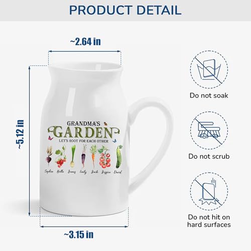Personalized Grandma's Garden Ceramic Vase - Custom Root for Each Other Vase with Names, Unique Vegetable Art Flower Vases, Gift for Grandma, Gigi Nana, Mom, Mother's Day, Birthday - color: Style 03