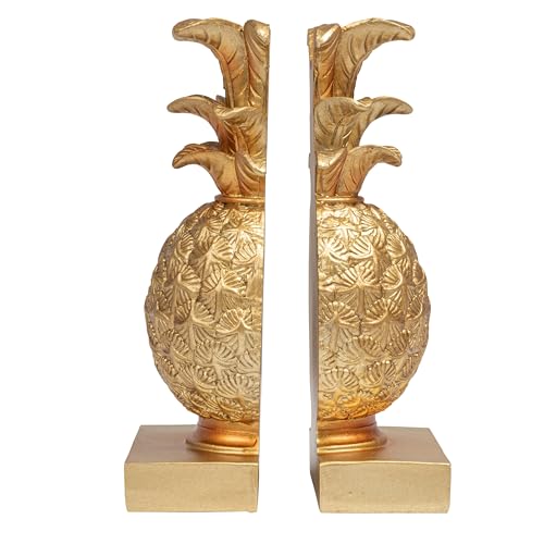 Creative Co-Op Pineapple Shaped Gold Resin Bookends (Set of 2 Pieces)