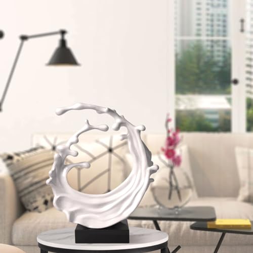 Abstract Sculpture Decor Modern Art Gift Sea Wave Figurine Table Centerpiece Statue for Living Room Bedroom Office White 16.5 Inch - color: White