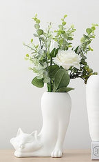White Cat Flower Vase Dry Plants Pampas Vase Flower Pot Aesthetic Room Bathroom Decor Home Office Bookshelf Table Shelf Décor Unique Gifts Ideal Gifts for Women, Mom or Birthdays