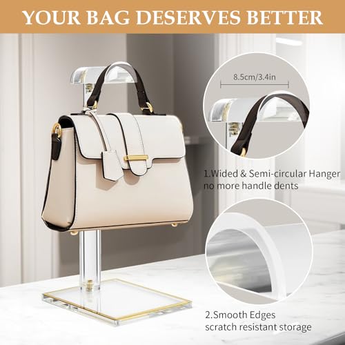2Pcs Purse Display Stands, Height Adjustable10"-16"+14"-24", Acrylic Handbag Stands for Display, Clear Holder for Purse Evening Bag Clutch, Bag Table Rack, Purses Hanging Organizer for Closet Retail Vendor - size: 2-Pack, M (9.5"-16") + L (13.5"-24")