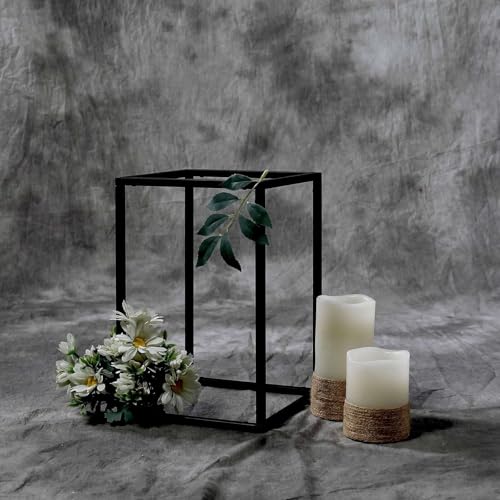 Efavormart 2 Pack Rectangular Matte Black Metal Wedding Flower Stand, Geometric Column Frame Centerpiece 12" - color: Matte Black, size: 2 Pack 12''