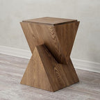 COZAYH Modern Geometric Wood Grain End Table with Structural Design, Farmhouse Side Table with Sculptural Pedestal Base for Living Room, Bedroom, Office, Fully Assembled, Natural
