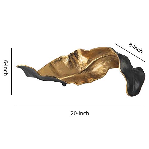 Benjara Twisted Leaf Design Sculpture with Texture Details