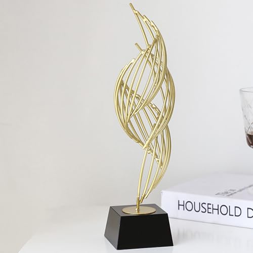 Metal Abstract Decorative Sculpture, Simple, Modern, Beautiful, Modern Luxury Metal Abstract Statue with Base for Desk Shelf Decor (Classic Black) - size: Classic Black
