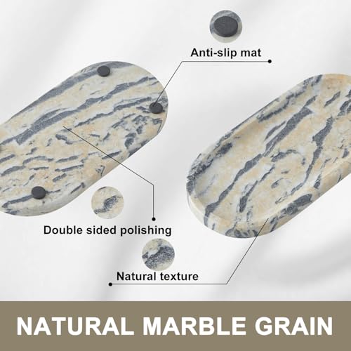 Natural Marble Vanity Tray, Marble Tray for Bathroom countertop,Stone Tray for Storing Perfume, Cosmetics and Jewelry 9.8 * 4.7inch （Ink Wash Yellow） - color: Ink Wash Yellow, size: 9.8" x 4.7" x 0.7"